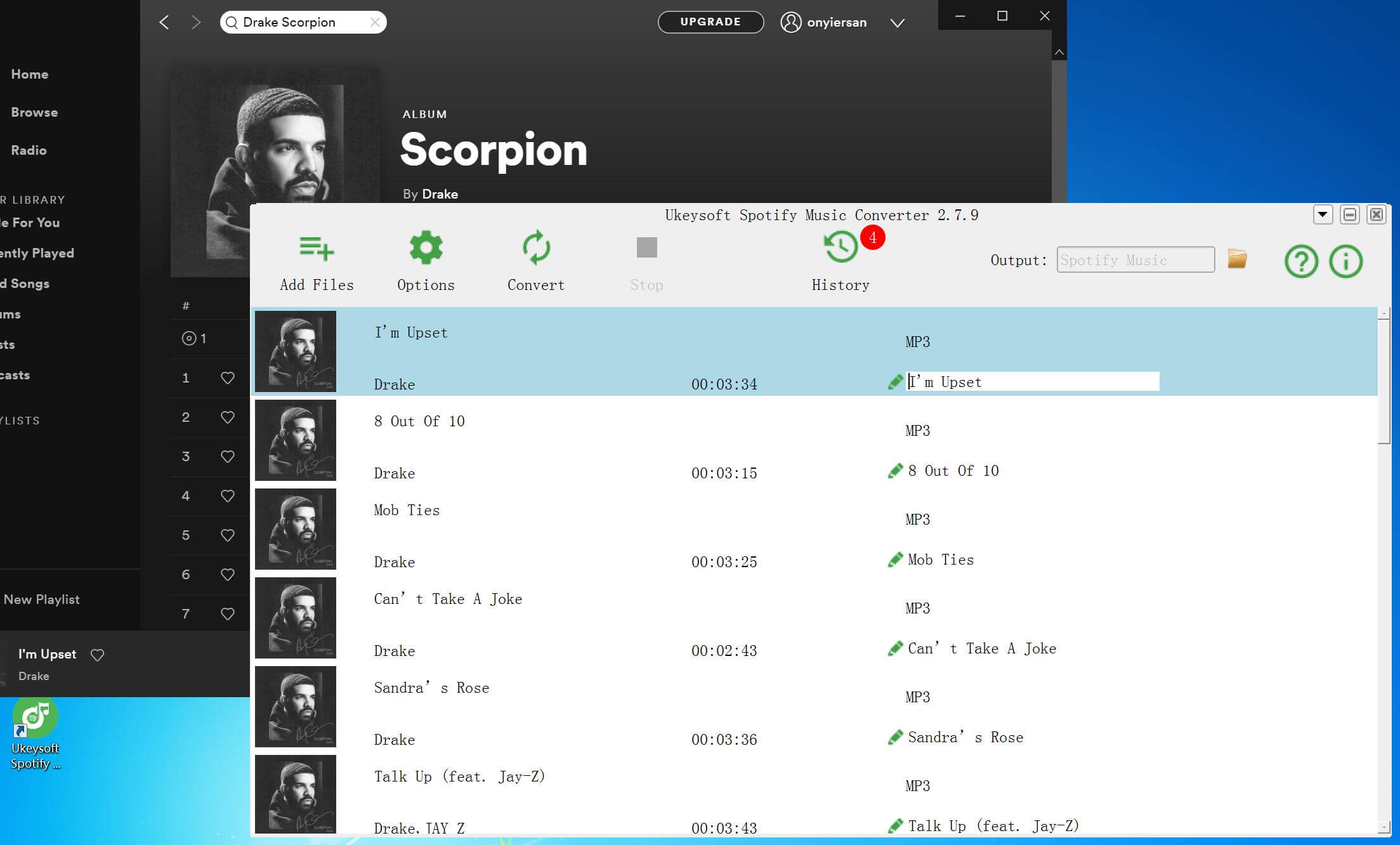 從Spotify免費下載Drake的蝎子專輯