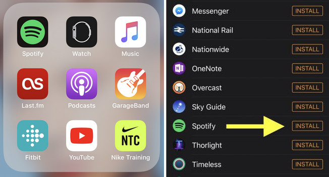 usar Spotify en Apple Watch