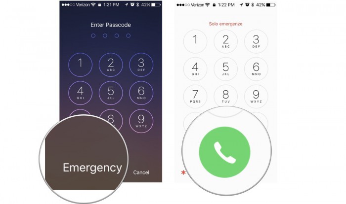 activar iphone usando llamada de emergencia