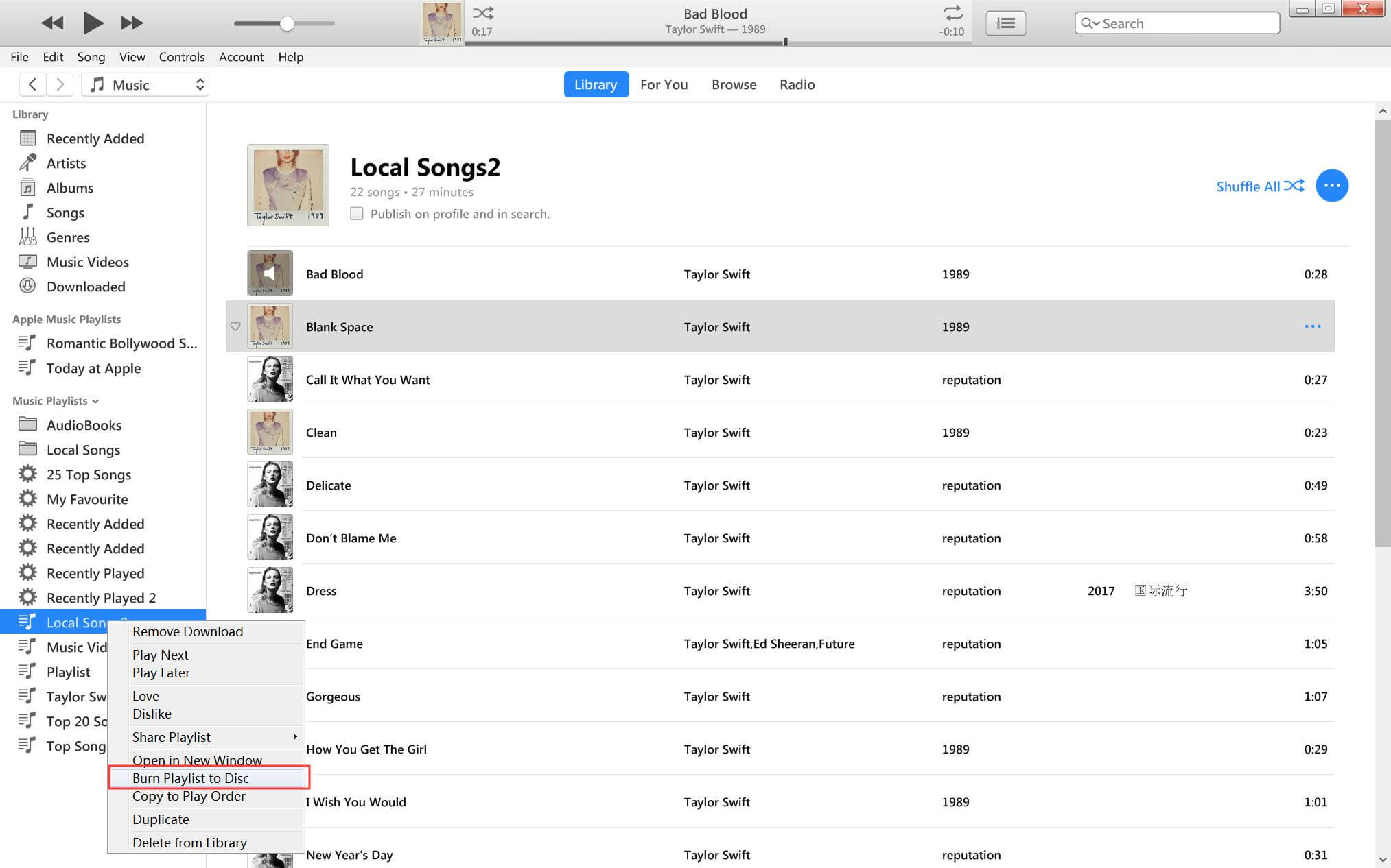 burn iTunes playlist to CD disc with iTunes