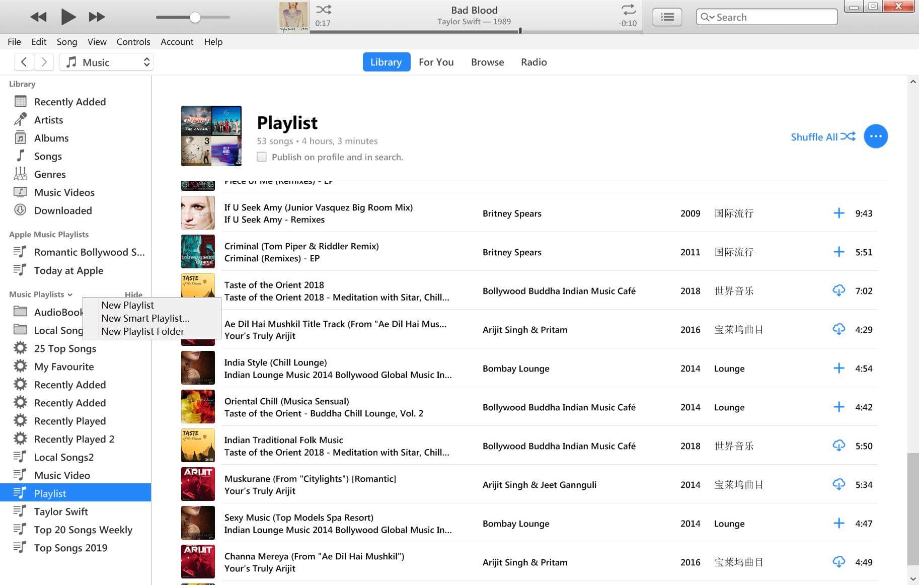 create playlist on iTunes
