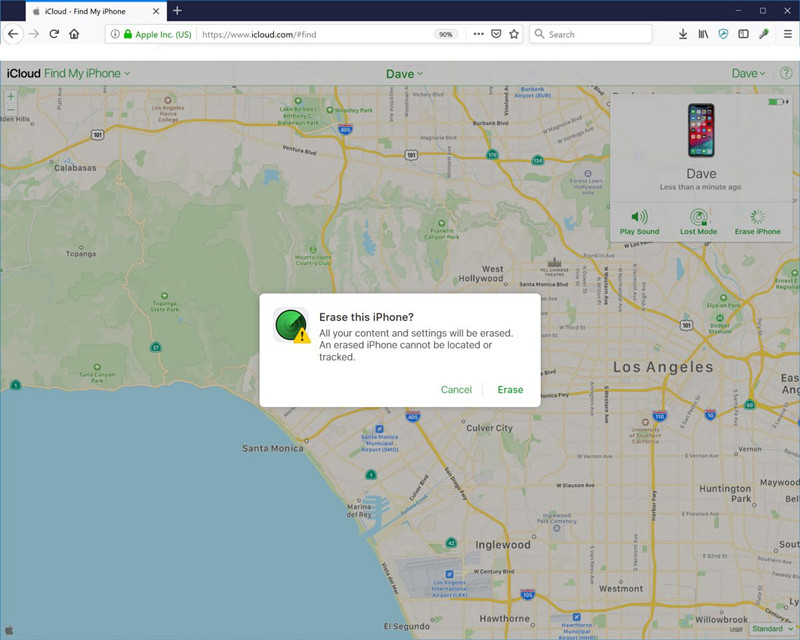 erase iPhone with iCloud - Find My iPhone