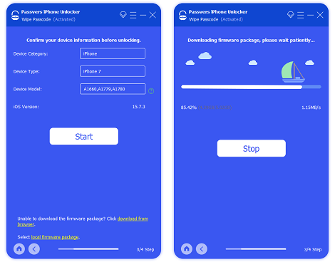 Passvers Lockerはデバイス情報を確認し、ファームウェアをダウンロードします