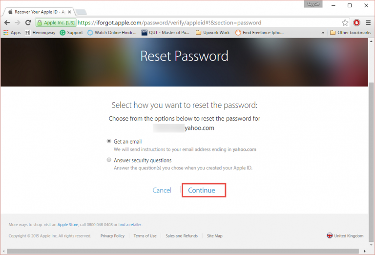 resetta la password id di Apple