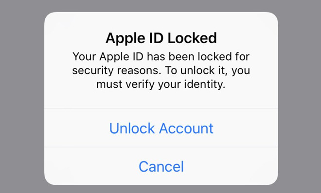 la identificación de Apple está bloqueada