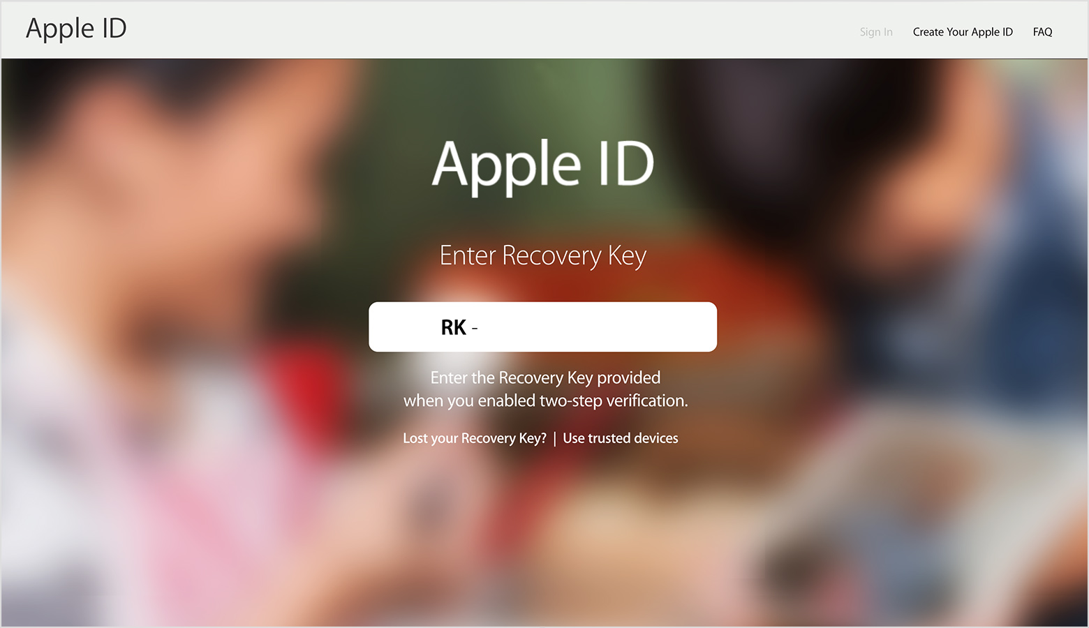 chiave di recupero in due passaggi ID Apple