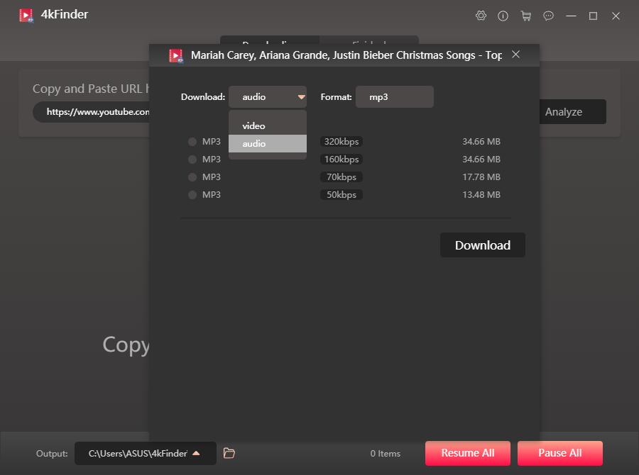 pilih format output dan resolusi