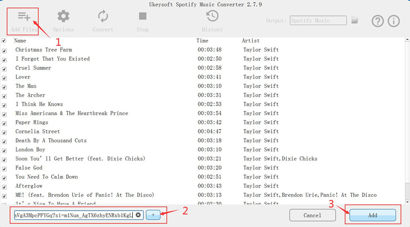 add Spotify songs