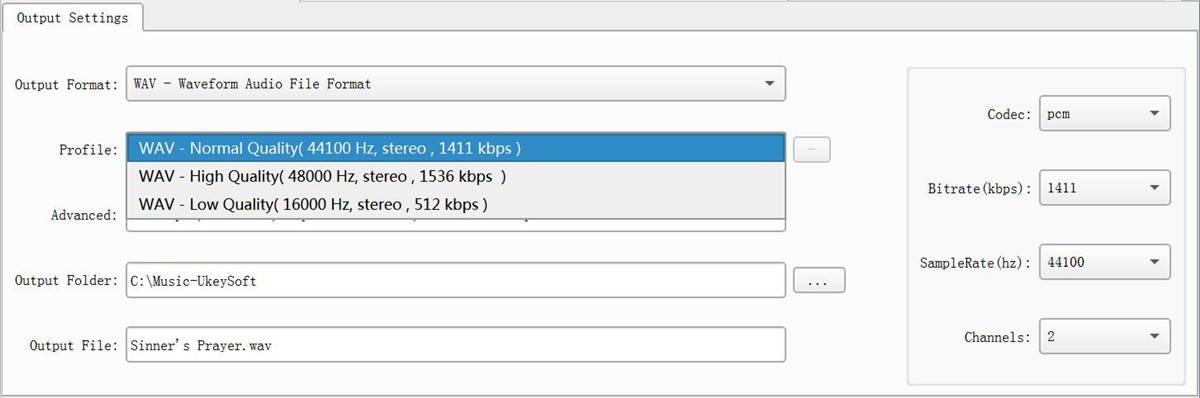 wav output profile