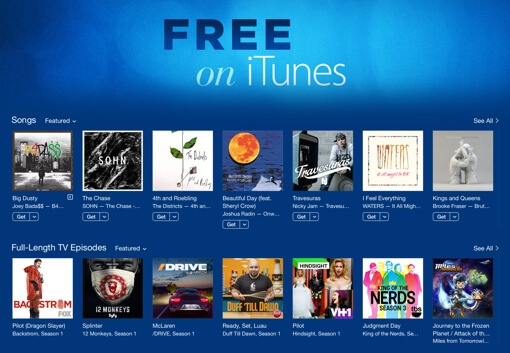 spettacoli e canzoni tv gratuiti di apple sul negozio itunes