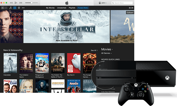 reproducir películas de iTunes en Xbox one, Xbox 360