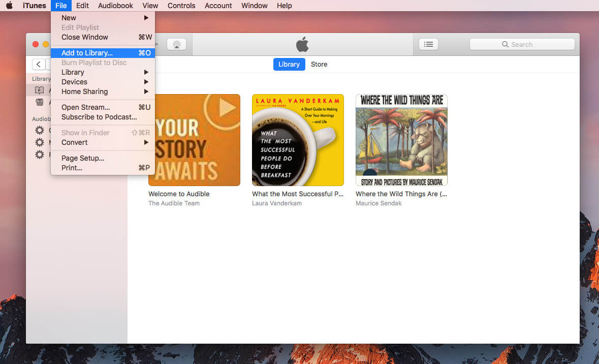 add Audible AAX Audiobook to iTunes library on Mac