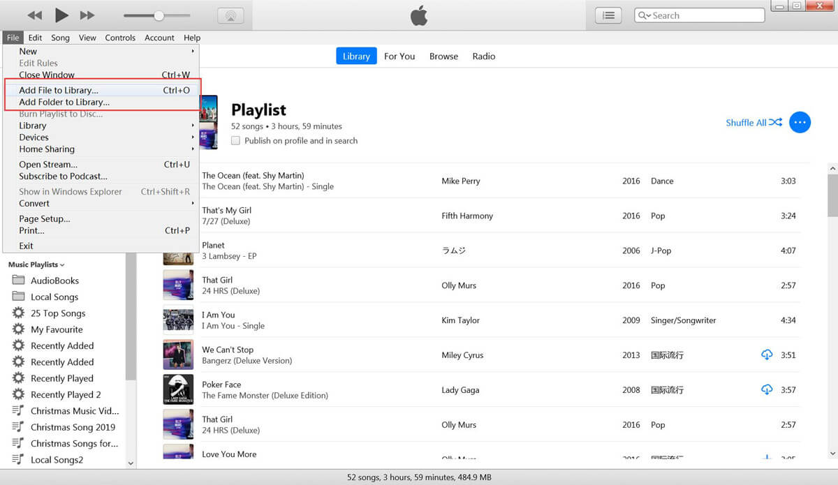 นำเข้าไฟล์ไปยัง iTunes