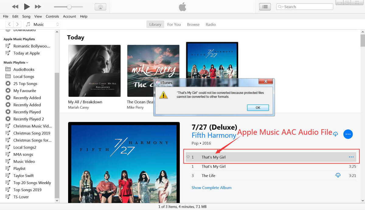 Apple Music AAC ses dosyası dönüştürülemiyor