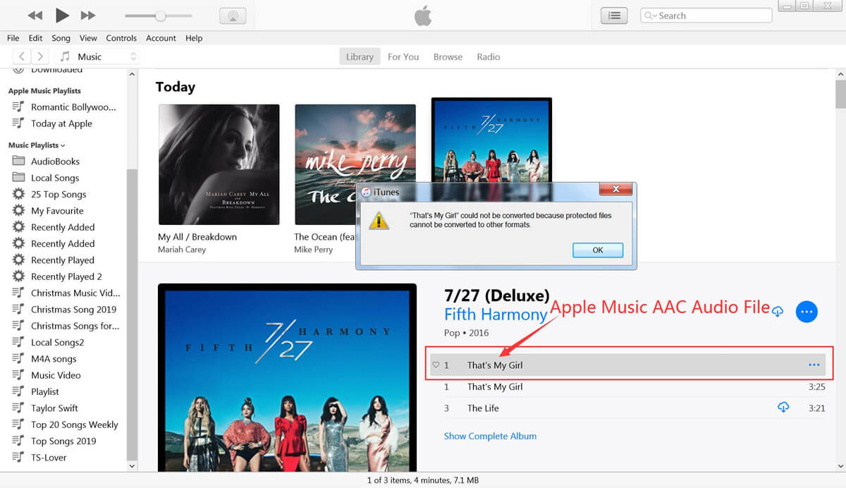 Apple Music AAC audio file cannot be converted