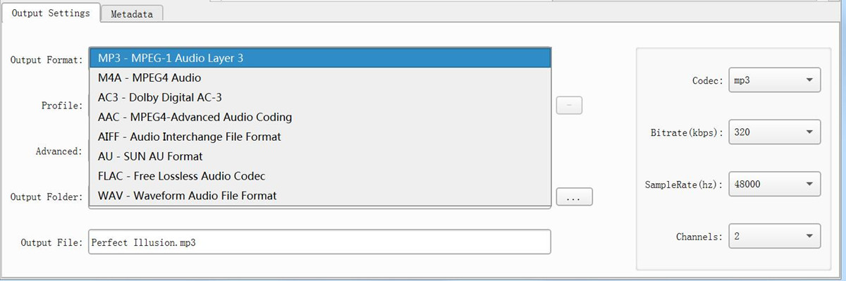 pilih MP3 sebagai Format Output