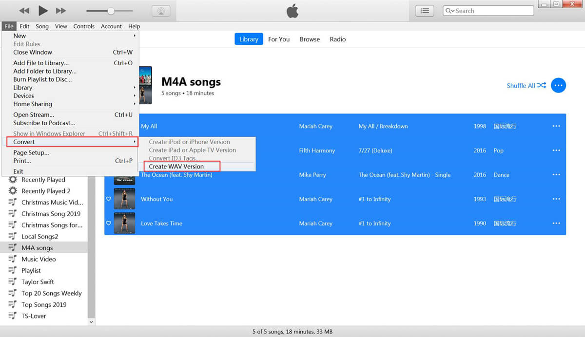 convertir des chansons en WAV avec iTunes