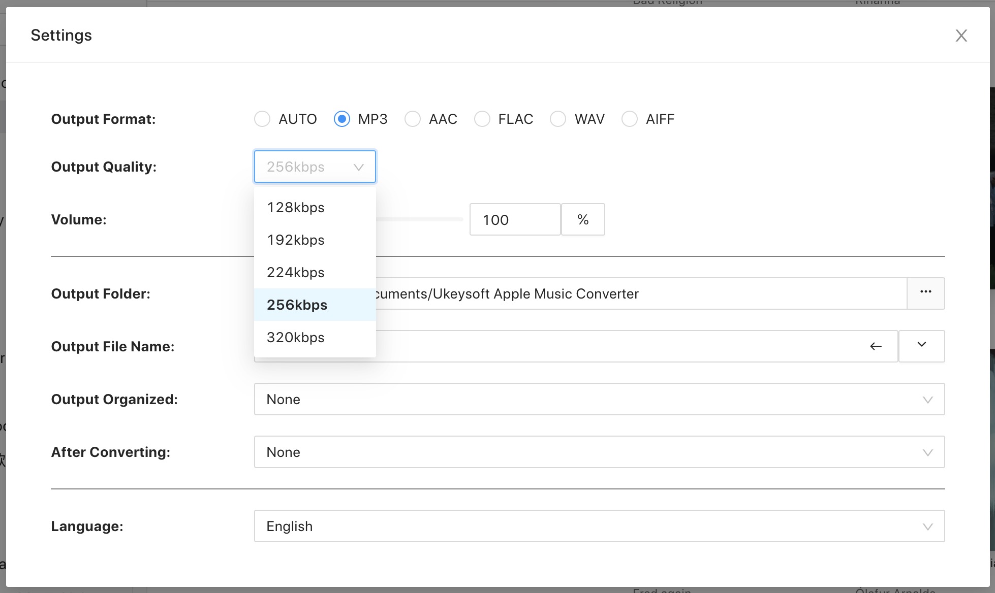 set output quality