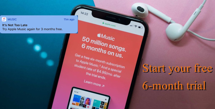 inicie o teste gratuito do apple music por 6 meses