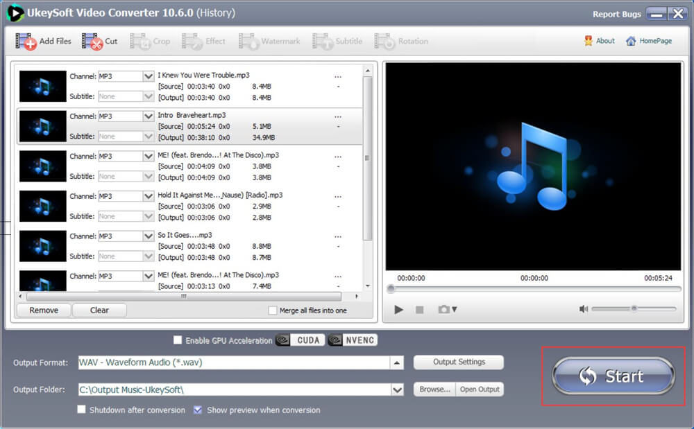 convert mp3 music to wav