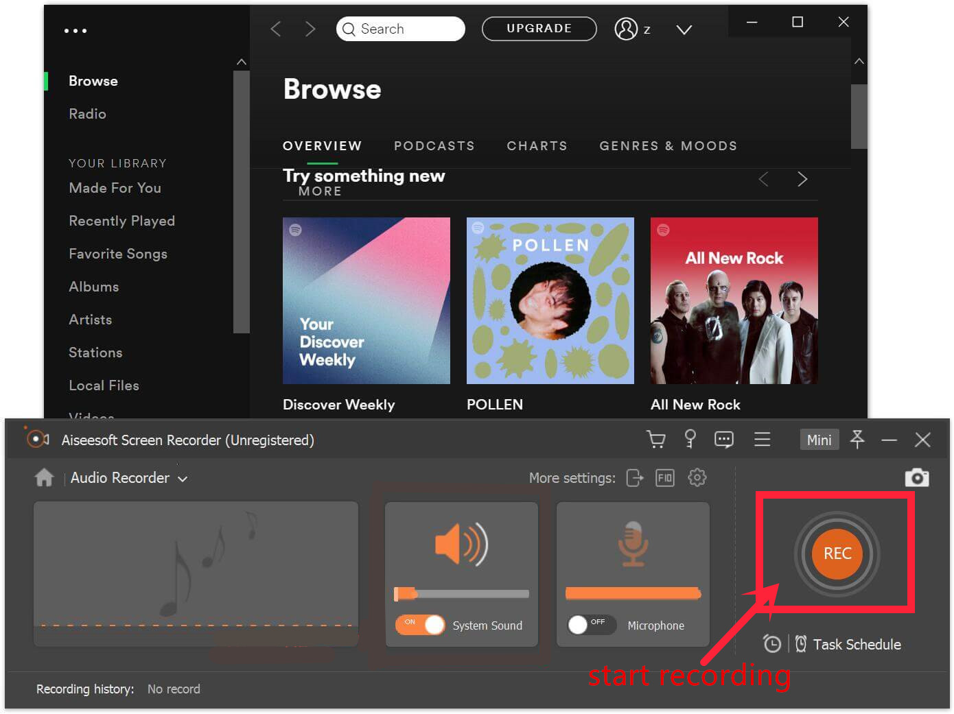 registra musica spotify su mp3