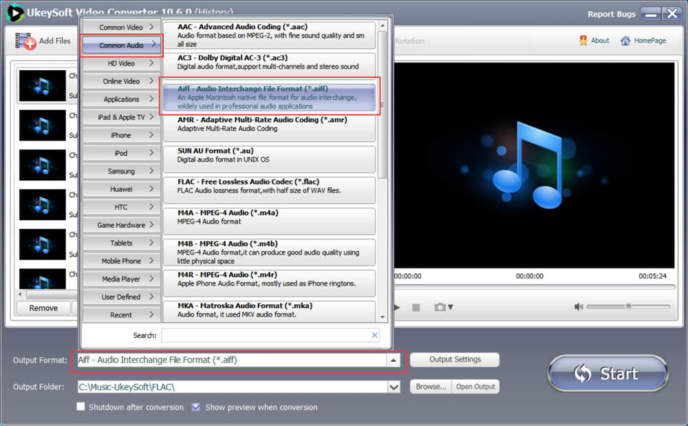 select iTunes supported format