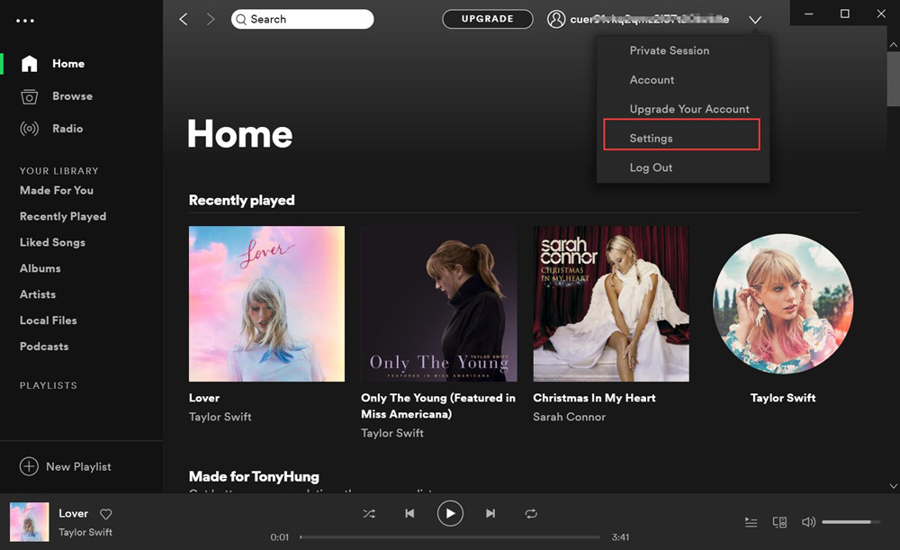 spotify การตั้งค่า