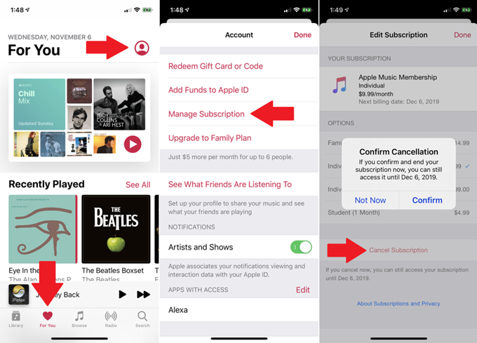 cancelar las suscripciones de apple music de android