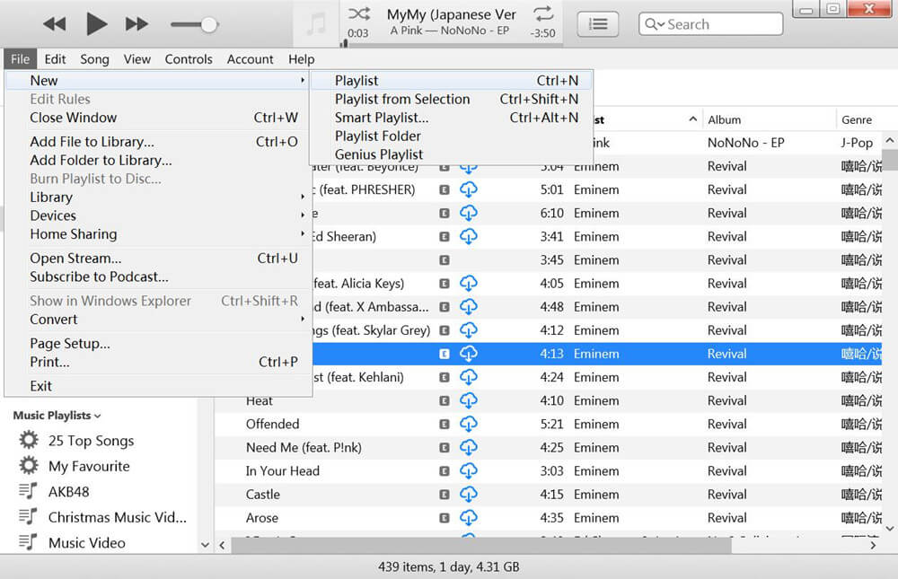 create playlist in itunes