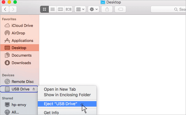 eject USB drive in Finder