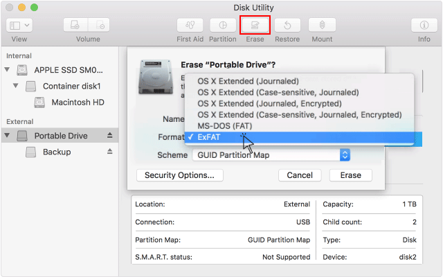 format USB to EXFAT