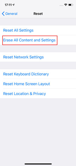 factory reset iphone