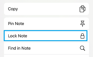 opción de nota de bloqueo iphone