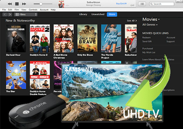 xem phim itunes trên tivi thông minh samsung qua chromecast