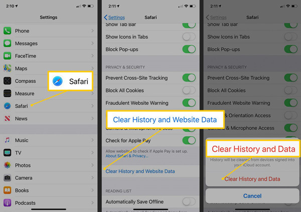 clear iphone cache