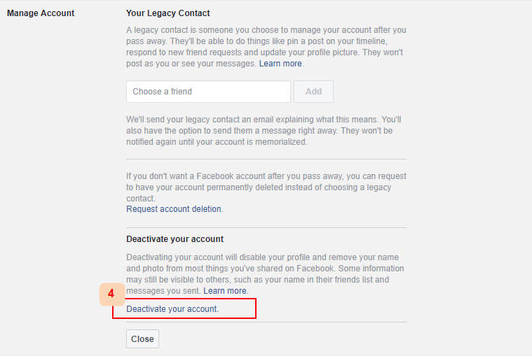 disable facebook account