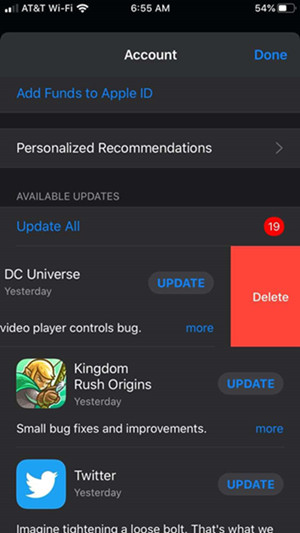 delete app ios 13