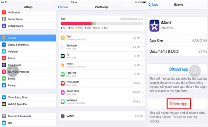 delete app on ipad