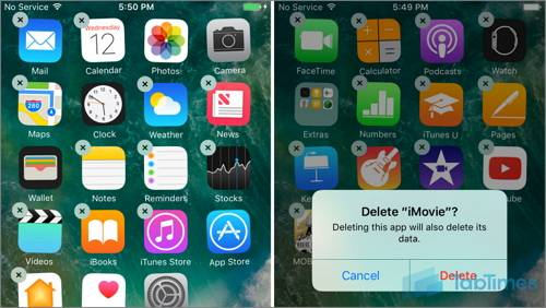 uninstall app on iphone via home screen