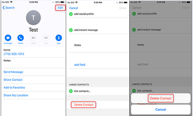 delete iphone contacts manually