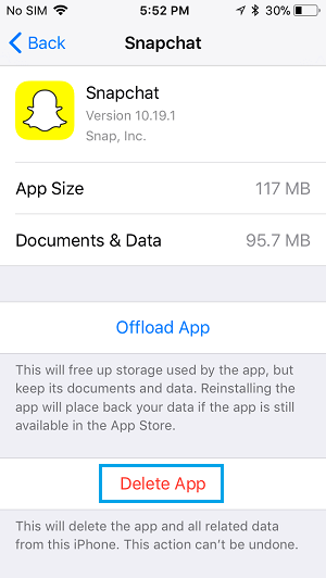 在iPhone上刪除Snapchat應用