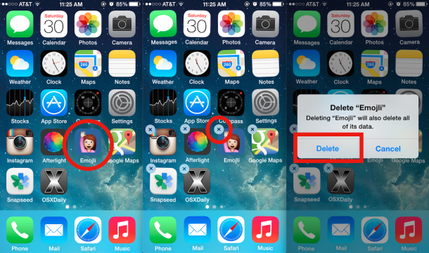 deleting app from ios home screen
