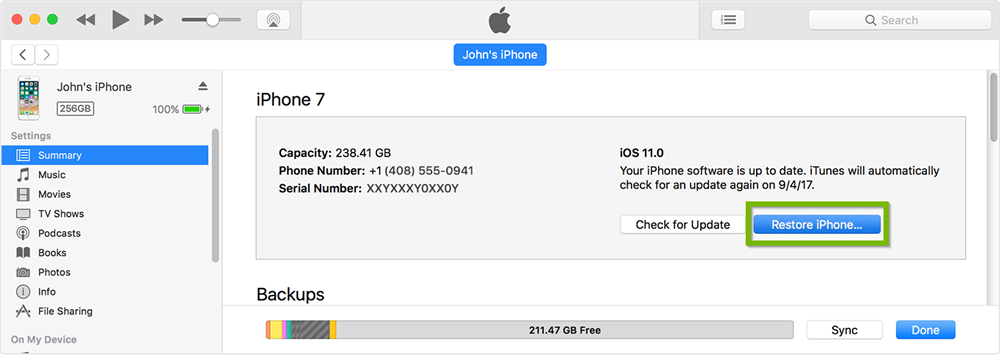 unlock iphone screen passcode with itunes