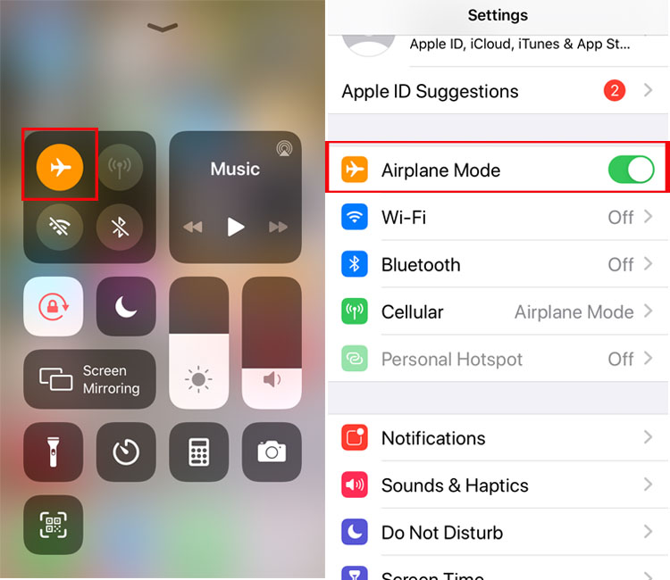 configurar el iPhone en modo avión