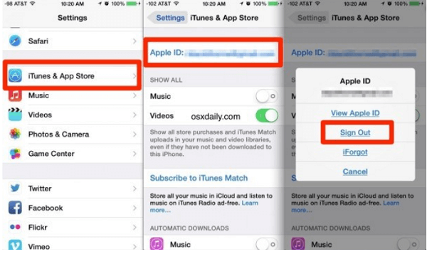 delete apple id from iphone