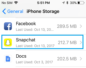 snapchat phầm mềm iphone storage screen