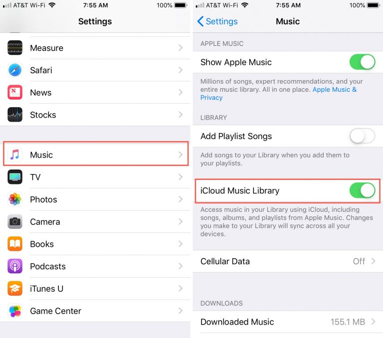 Enable iCloud Music Library to recover Apple Music