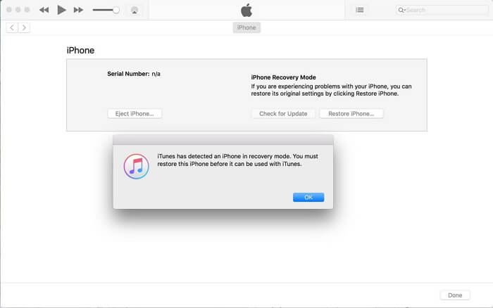 iPhone'u iTunes'da kurtarma moduna getir