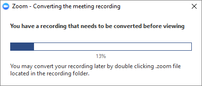 Zoom converts the record to a file