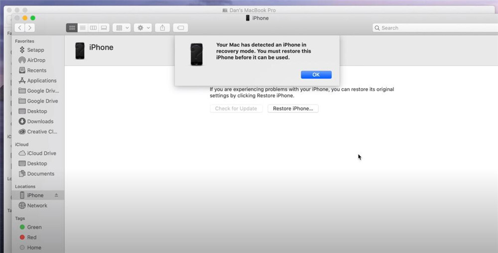 восстановить iPhone с iTunes на Mac